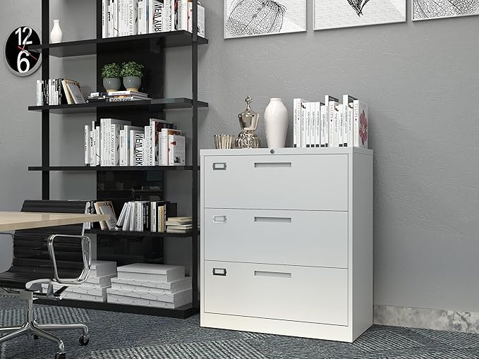 Lateral File Cabinet 3 Drawer, Metal Storage File Cabinet - Image 3