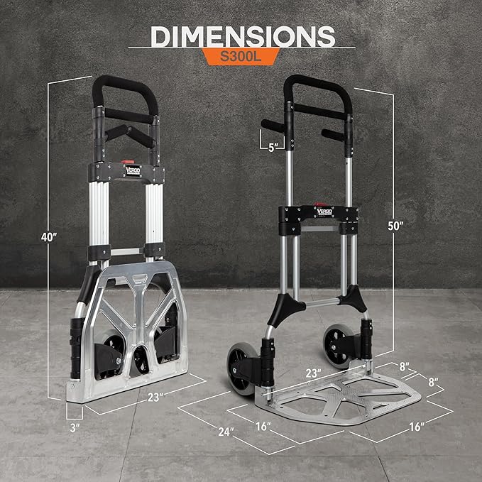 Vergo 400 lbs Capacity Folding Hand Truck Dolly – Lightweight Aluminum Frame - Image 4