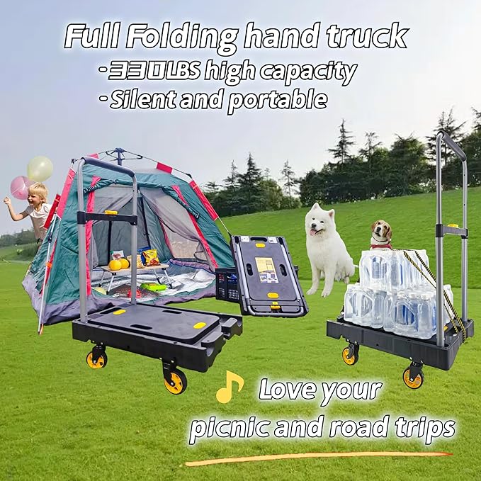 Platform Truck Folding Hand Truck 330 LB Heavy Duty Utility Dolly Flatbed - Image 2