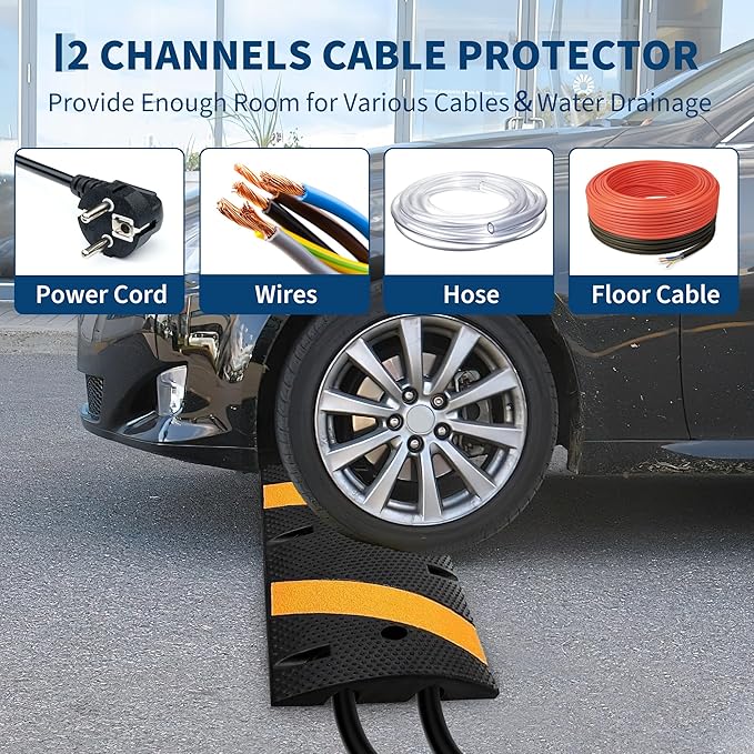 2 Pack 6FT Speed Bumps for Road, Heavy Duty 25, 000 Lbs Capacity Traffic Rubber - Image 5