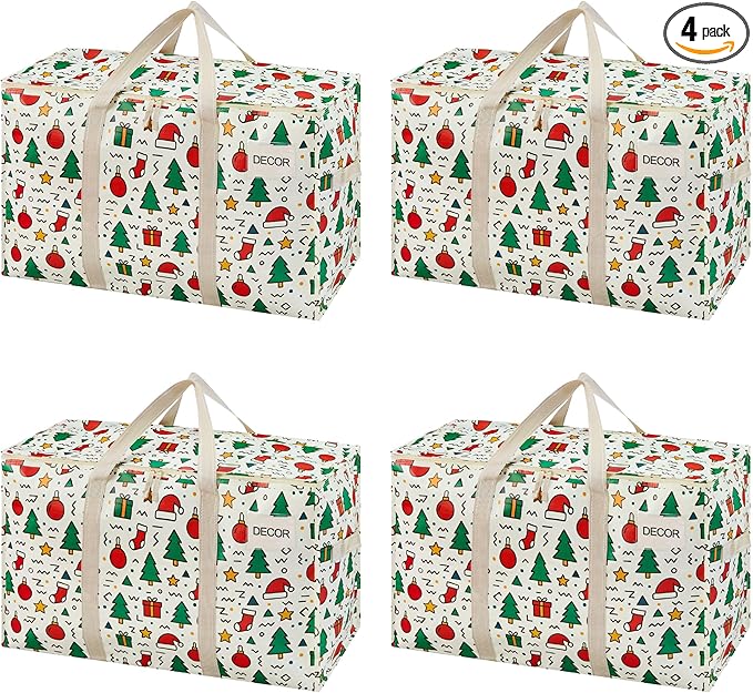 VENO 4 Pack Moving Bags and Large Christmas Storage Bins by Veno