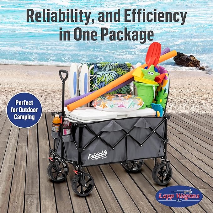 Lapp Wagons 39" Extra-Long Collapsible Folding Wagon Cart, Heavy-Duty 360 lb - Image 5