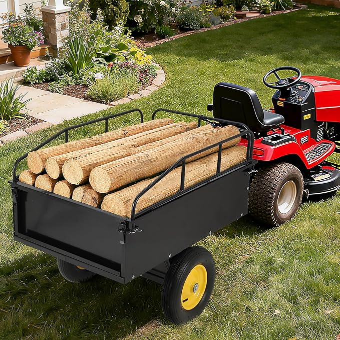 GAOMON 500LB Heavy Duty Tow Behind ATV Trailer Steel Dump Cart - Image 2