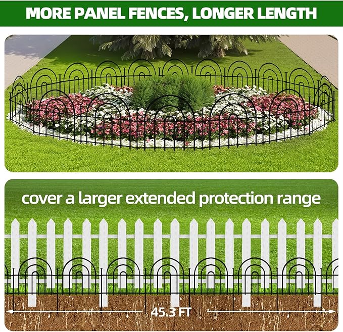 Decorative Garden Fence, 32 Panels No Dig Fence 45.3ft x13in Animal Barrier - Image 3