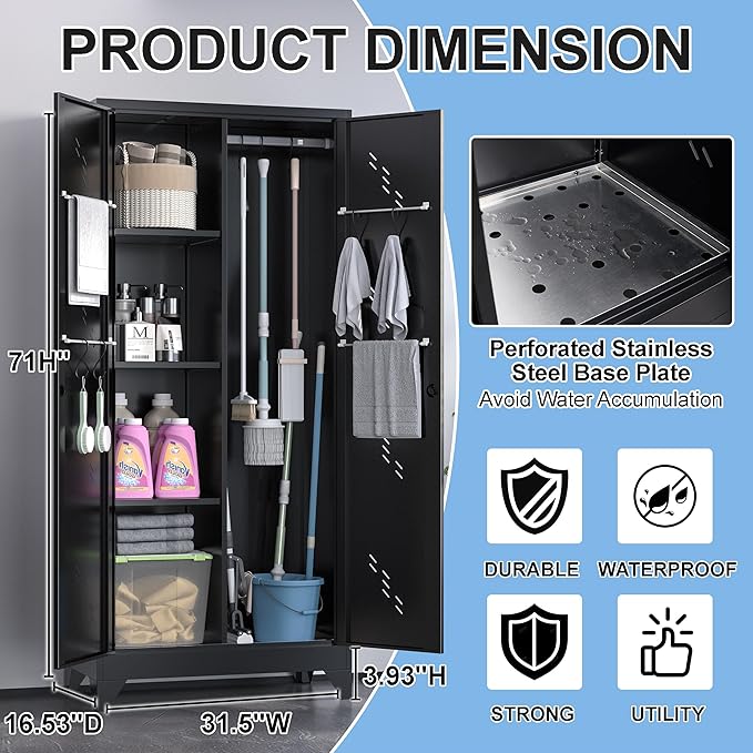 Broom Closet Storage Cabinet, Utility Closet - Image 3