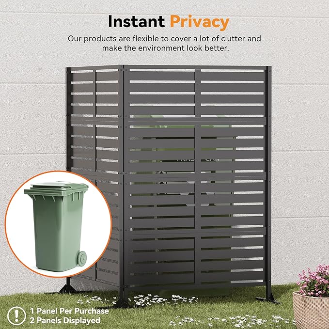 Modern Shade Metal Privacy Screen 72" H x 48" W, Freestanding Decorative - Image 4