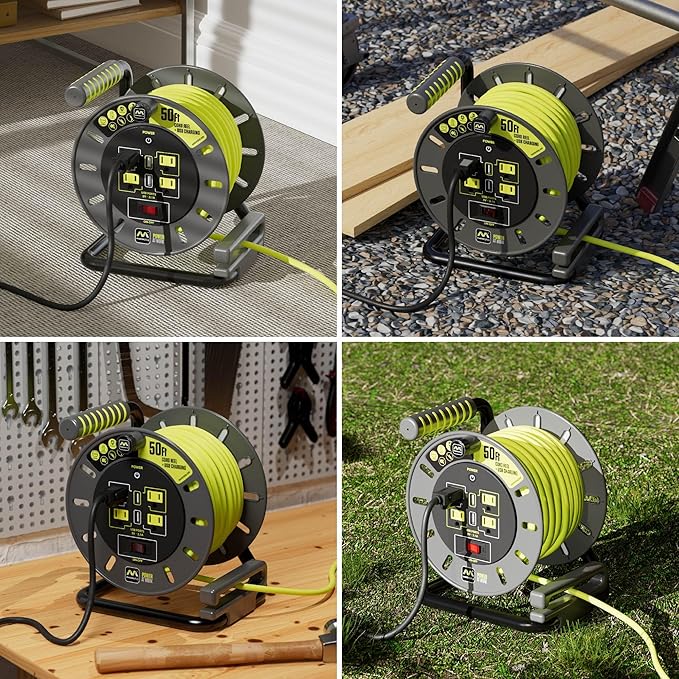 Masterplug 50ft Cord Reel, Retractable Extension Lead - Image 6