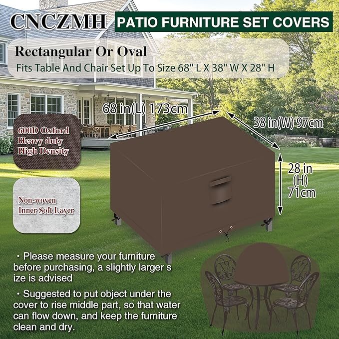Heavy Duty Patio Furniture Covers Waterproof, 600D Outdoor Furniture Cover - Image 2