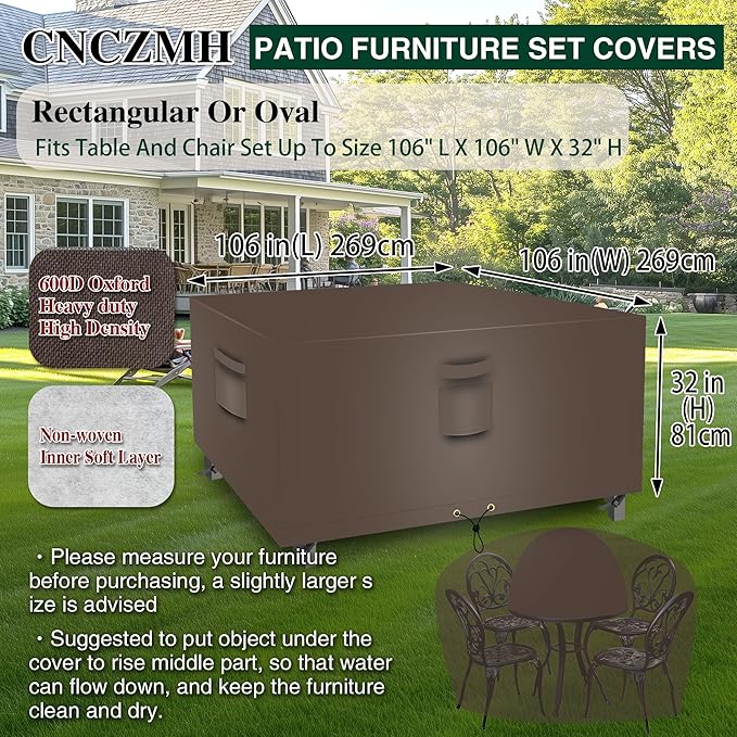 Heavy Duty Patio Furniture Covers Waterproof, 600D Outdoor Furniture Cover - Image 2