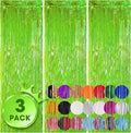3 Pack 3.3x8.2 Feet Neon Green Foil Fringe Backdrop Curtains, Tinsel Streamers by Voircoloria