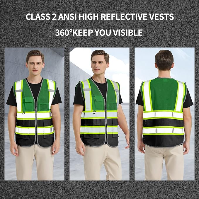 BeautyWill Custom Logo Safety Vest Class 2 High Visibility Reflective Vest - Image 4