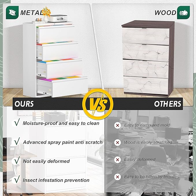 Superday Lateral File Cabinet 4 Drawer, Filing Cabinets - Image 6