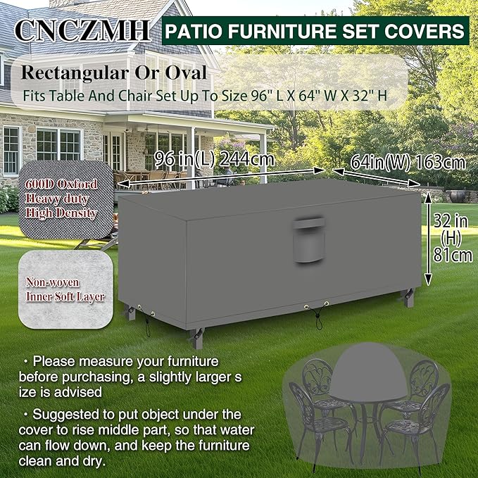 Heavy Duty Patio Furniture Covers Waterproof, 600D Outdoor Furniture Cover - Image 2