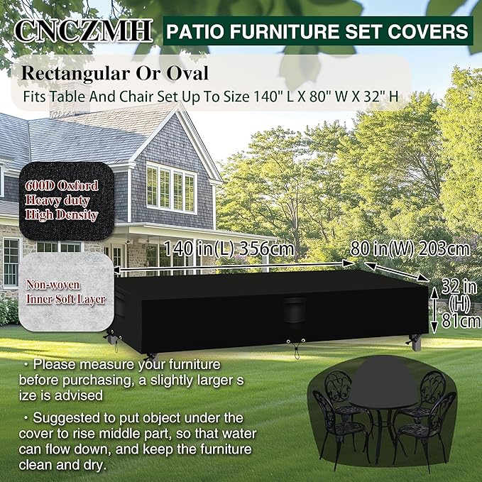 Heavy Duty Patio Furniture Covers Waterproof, 600D Outdoor Furniture Cover - Image 2