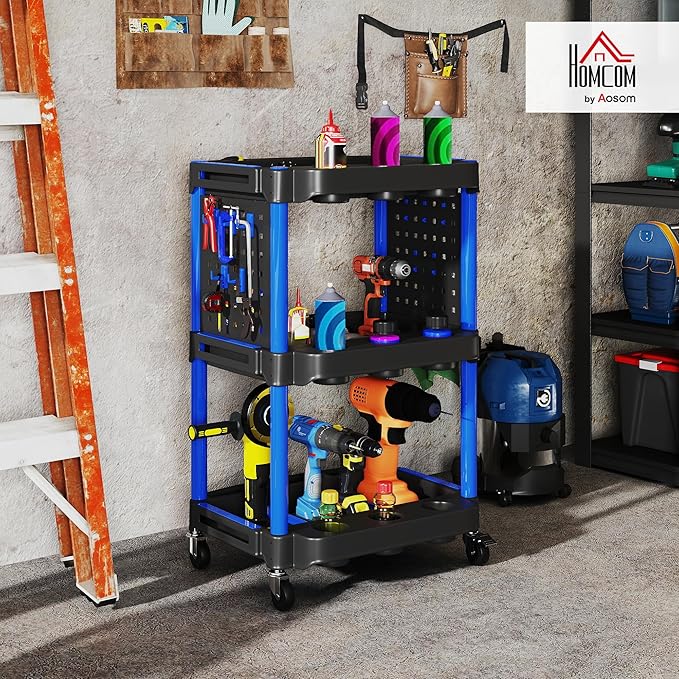 HOMCOM 3-Tier Rolling Tool Cart - Image 2