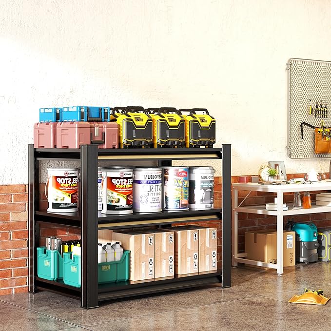 Heavy Duty Garage Shelving, Metal Storage Shelves, 3 Tier Adjustable Storage by Unknown