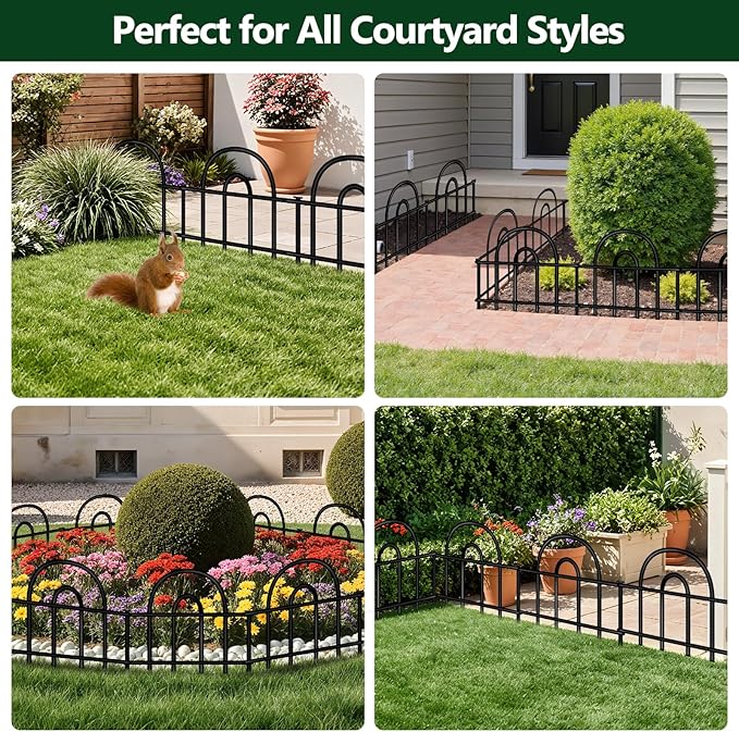 Decorative Garden Fence, 5 Panels No Dig Fence, 7.08 ft x 13 in Animal Barrier - Image 5