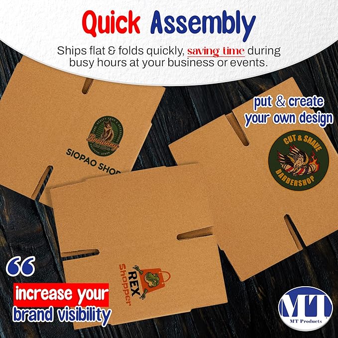 MT Products Custom Printed Kraft Cardboard Shipping Boxes 4" x 4" x 4" - Image 5