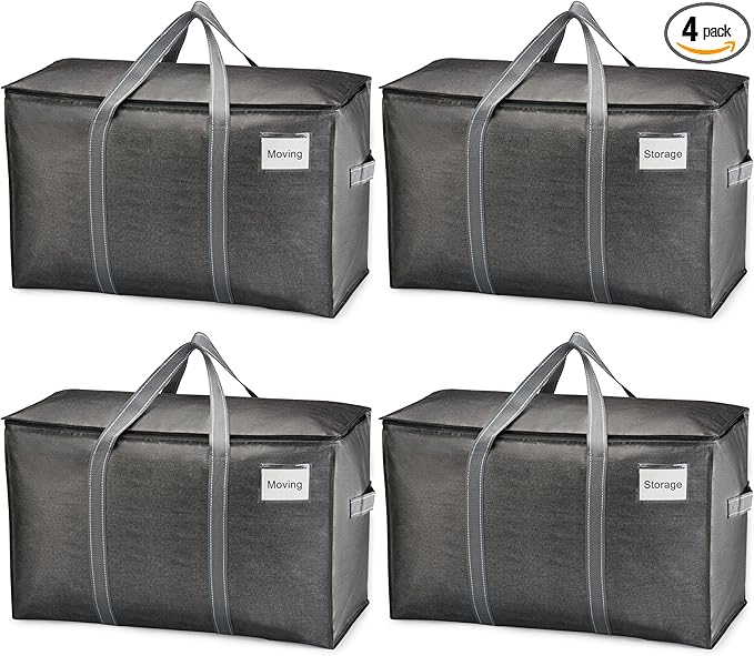 VENO 4 Pack Moving Bags and Large Christmas Storage Bins by Veno