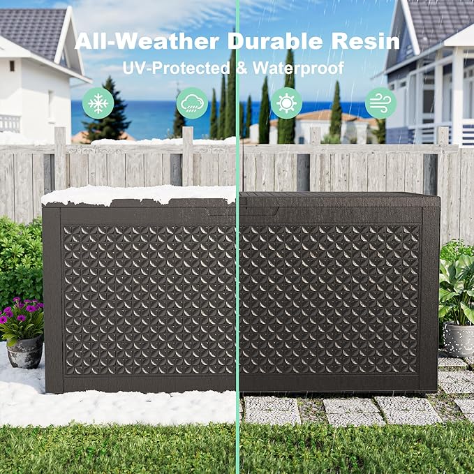 110 Gallon Resin Deck Box, Lockable Patio Outdoor Storage Box - Image 7