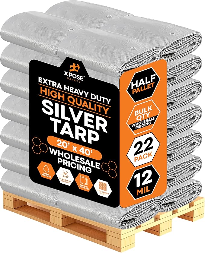 Heavy Duty Silver Poly Tarp 20' X 40' by XposeSafety