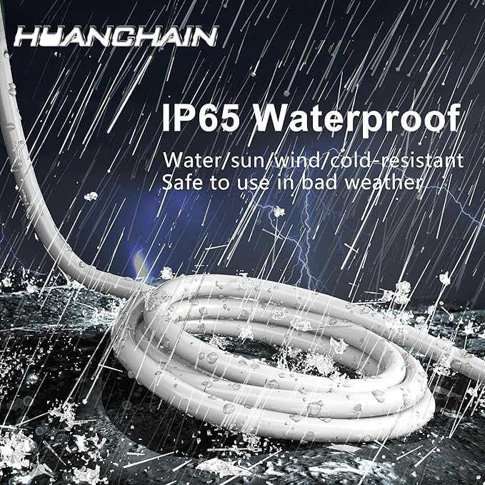 HUANCHAIN 6 FT 16 Gauge White Indoor Outdoor Extension Cord Waterproof - Image 2