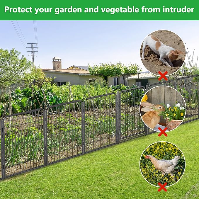 Decorative Garden Fence with Gate, 40 in x 54 ft Rustproof Metal Fence Panels - Image 9