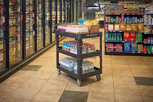 Rubbermaid Commercial Brute 3-Shelf Heavy-Duty Utility/Service Cart, High - Image 3