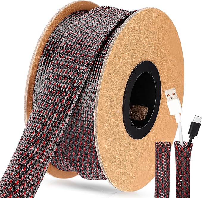 Pangda 300 Feet 1/2 Inch Wire Loom PET Expandable Braided Sleeving Braided by Pangda