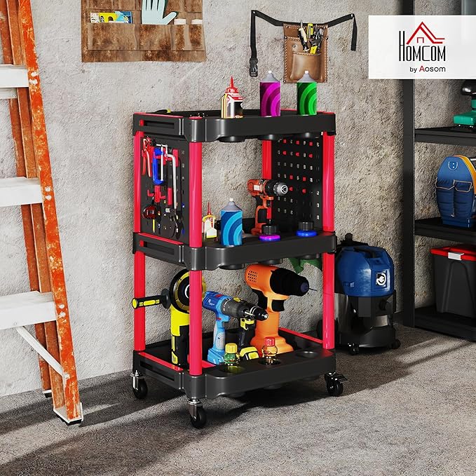 HOMCOM 3-Tier Rolling Tool Cart - Image 2