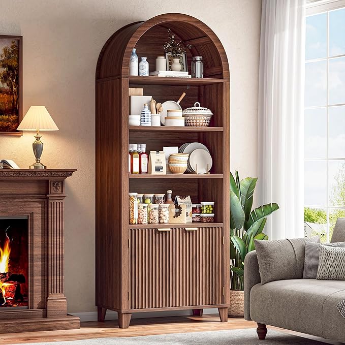 79.9" Tall Arched Storage Cabinet, 6-Tier Pantry Cabinet - Image 7