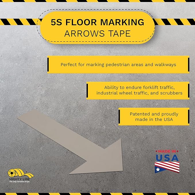 Mighty Line Solid Arrows Directional Sticker Sign Floor Marking Tape - Image 2