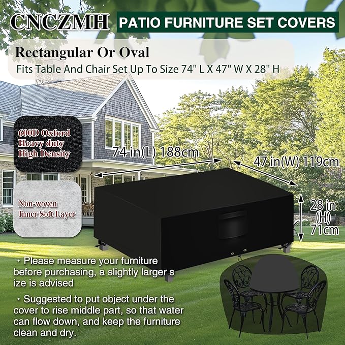 Heavy Duty Patio Furniture Covers Waterproof, 600D Outdoor Furniture Cover - Image 2