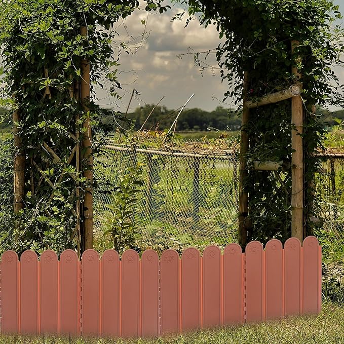 Plastic Garden Lawn Fence Panel High Long Deep Brown Landscape Edging Border - Image 8