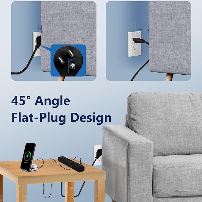 LIDER Outlet Extender with 4 Receptacles, USB-A and 2 USB-C, Ultra-Thin - Image 6