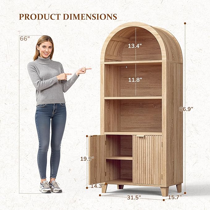 Arched Storage Cabinet, 5-Tier Pantry Cabinet - Image 2