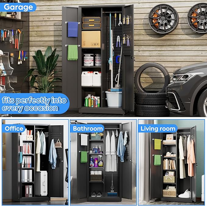 27.55 in Wide Garage Storage Cabinet, Metal Storage Cabinet - Image 5