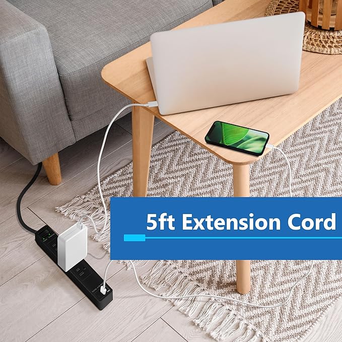 LIDER Outlet Extender with 4 Receptacles, USB-A and 2 USB-C, Ultra-Thin - Image 8