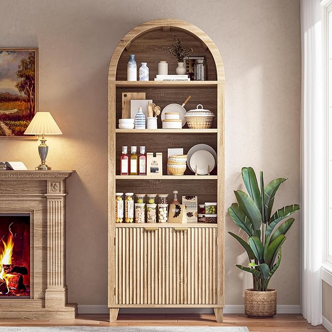 79.9" Tall Arched Pantry Cabinet, 6-Tier Arched Cabinet - Image 6