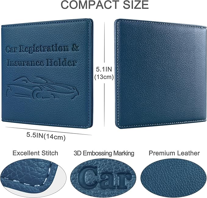Car Registration and Insurance Holder, Premium PU Leather Vehicle Glove Box Car - Image 5