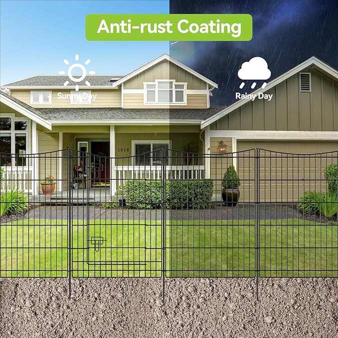 INJOPEXI Decorative Garden Fence 12 Panels 26ft×36in Metal Garden Fences - Image 4