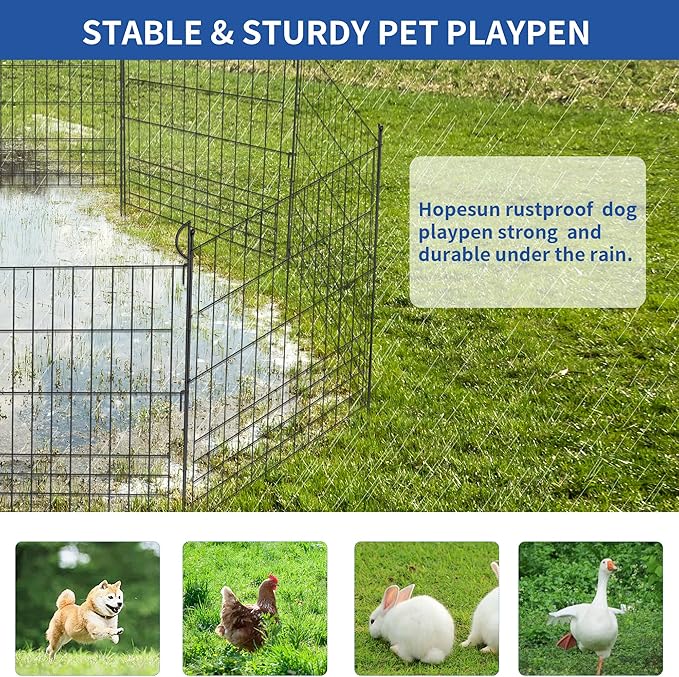 No Dig Fence Outdoor Dog Fences 10 Panels, 32in x 24.6 ft Decorative Metal - Image 4