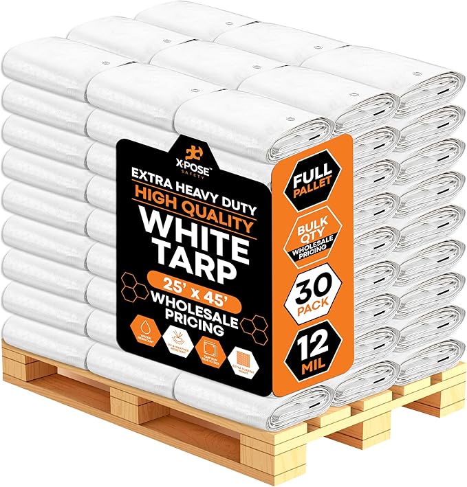 Heavy Duty White Poly Tarp 25' X 45' by XposeSafety