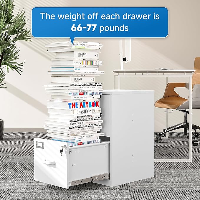 2 Drawer File Cabinet with Lock Vertical Filing Storage Office Home Steel - Image 7