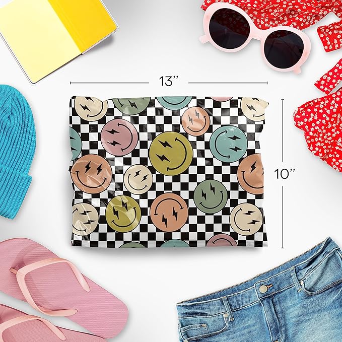 10x13 Poly Mailers – Smiles Checkerboard – Waterproof, Tear-Resistant Shipping - Image 2