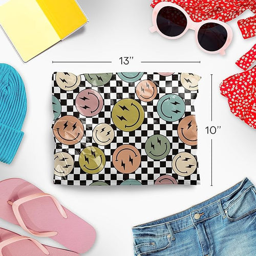 10x13 Poly Mailers – Smiles Checkerboard – Waterproof, Tear-Resistant Shipping - Image 2
