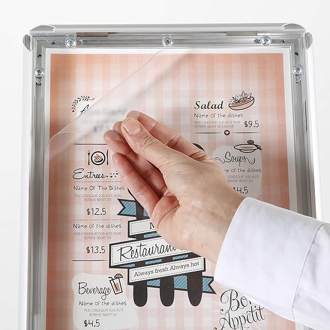 M&T Displays Curved Menu Board, 18x24 Inch Pedestal Sign Holder - Image 6