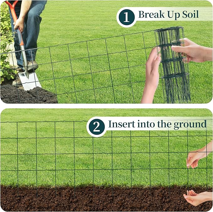 Decorative Garden Fence Border Rolls, Total 14 in x 40 ft 2 Pack Metal Folding - Image 5