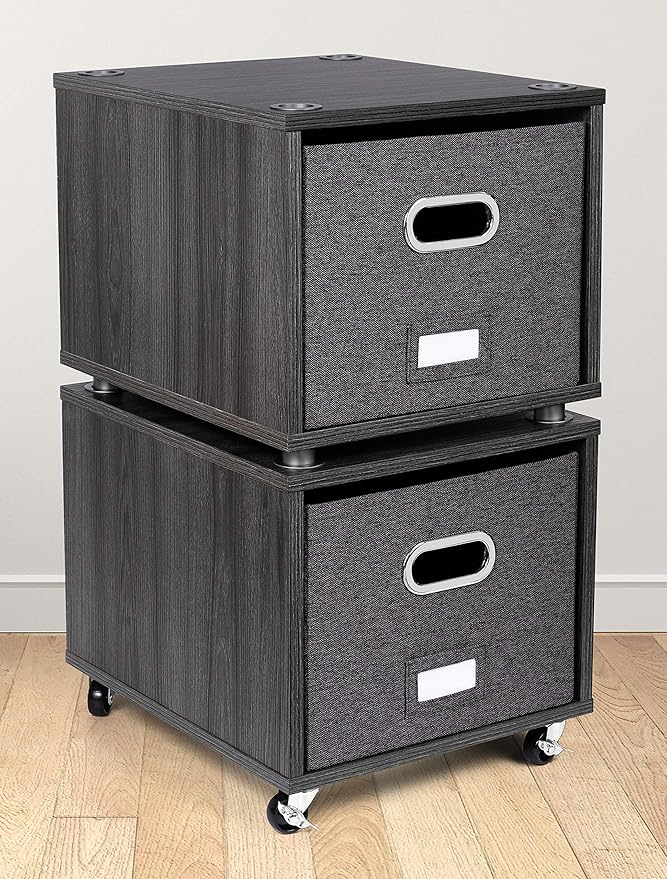 BIRDROCK HOME Rolling File Cabinet – Decorative Storage Shelf w/Removable Bins - Image 2
