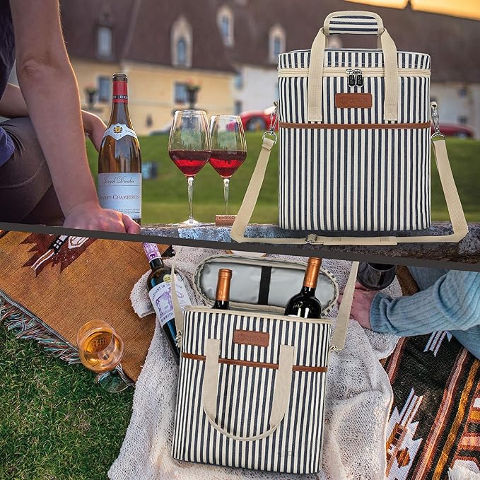 Opux 3-Bottle Wine Carrier Tote, Insulated Leakproof Cooler Bag, Portable Wine - Image 7